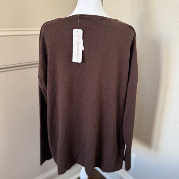 Soft Surroundings Preston Sweater Heather Brown Size Large NWT - Picture 2 of 5